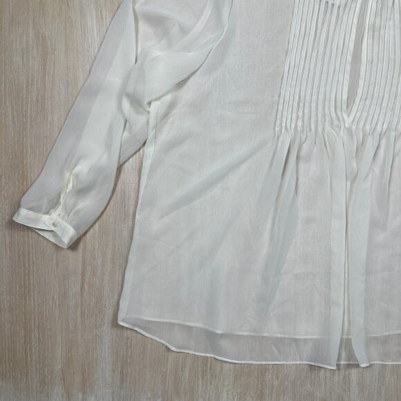 NWT Lane Bryant White Sheer Pintuck Long Sleeve Lightweight Workwear Blouse 20 - Picture 4 of 12